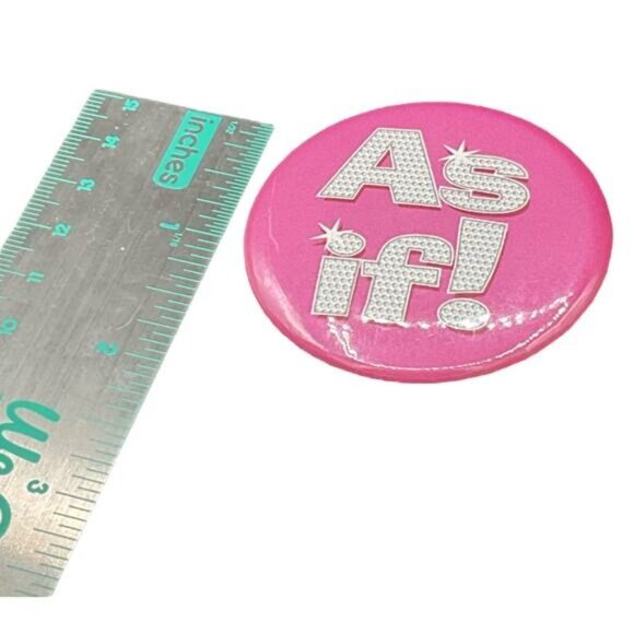 Retro Pink "As If!" Pinback Button - Picture 4 of 4